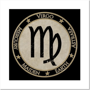 Vintage Virgo Zodiac Sign Horoscope Astrology Symbol Posters and Art